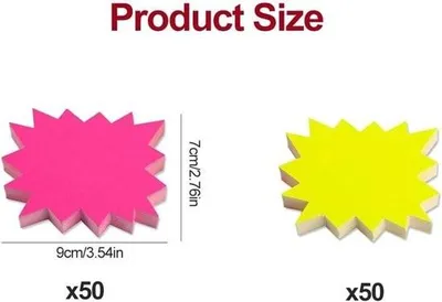 Produktbild von Premium – Fluoreszierende Preisschilder, Sternenmuster, Verkaufsschilder für Geschäfte – 100 Stück