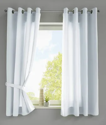 2er-Set Mikrosatin-Vorhänge mit Ösen, 175x140 cm, weiß, blickdicht