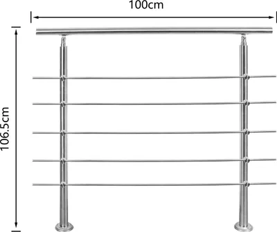 Produktbild von Vigevee 100cm Treppengeländer Edelstahl Handlauf Geländer für Treppen Balkon, mit 5 Querstreben, Innen & Außen