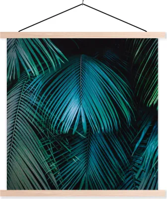 Produktbild von MuchoWow® Textilposter Palmen - Dschungel - Blätter 120x120 cm mit holzfarbenen Rahmen - Textil-Poster