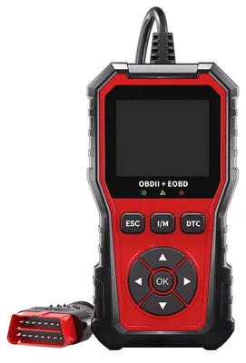 Productafbeelding van ZELURXX OBD2 diagnoseapparaat voor auto's, voor het uitlezen en wissen van foutcodes, batterijtest, I/M-status, VIN-lezing, 9 talen, rood
