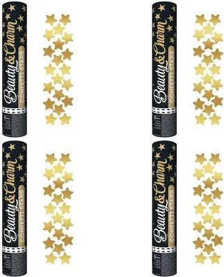 Produktbild von 4 Konfettikanonen gold Sterne 30 cm