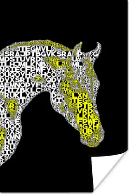 Produktbild von MuchoWow® Poster Pferd - Buchstaben - Gelb - Mädchen - Kinder - Mädchen 20x30 cm - Papierdruck