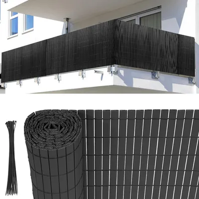 Produktbild von PVC Sichtschutzmatte UV-Schutz Sichtschutzzaun Balkon Terrasse Windschutz Sichtschutz Outdoor Balkonverkleidung Wetterfest für Balkon Garten Markise Zaun Terrasse Grau 120x1000cm