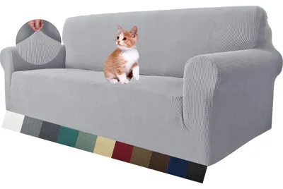 Stretch-Bankbezug für 3-Sitzer, Jacquard, Silber-Grau, 1-tlg.