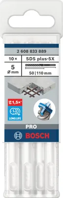 Obrázok produktu pre Príklepová vŕtačka PRO SDS plus-5X, 5 x 50 x 110 mm, 10 ks.