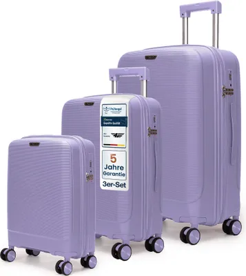 Produktbild von 4FLY Leichter Hartschalen Reisekoffer Set 3-teilig (M/L/XL) aus Polypropylen – mit TSA-Schloss, 4 Spinner-Doppelrollen, Handgepäck und Aufgabegepäck