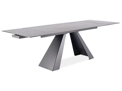 Image de Table de salle à manger pliante GEDEON 1 - 160x90, marbre gris / noir mat