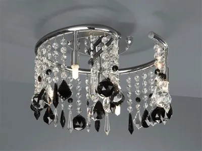 Produktbild von Halogen Deckenleuchte Modern 5-flg. Glasbehang Chrom Ø 33cm