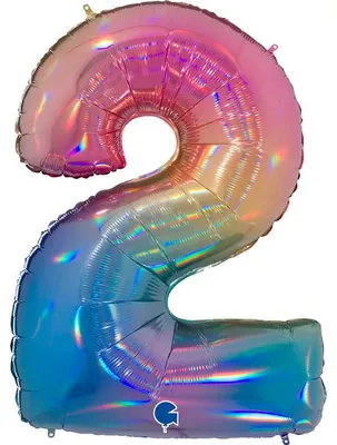 Produktbild von Folienballon Nummer 2, bunter Regenbogen 102 cm Grabo