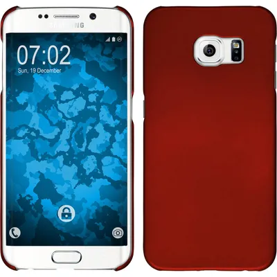 Produktbild von PhoneNatic Case kompatibel mit Samsung Galaxy S6 Edge - Hülle rot gummiert Hard-case + flexible Folie