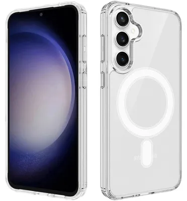 Produktbild von Mobigear Stoßfeste, transparente Handyhülle für Samsung Galaxy S24 FE mit MagSafe-Funktion, Hartschalenhülle, Rückseite - Transparent