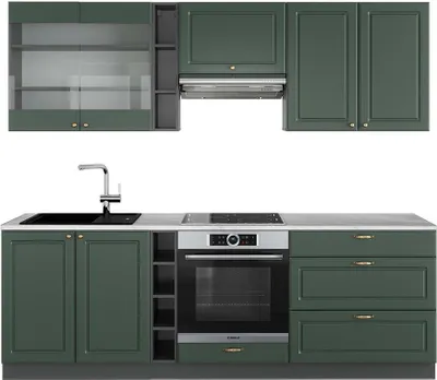 Zdjęcie produktu dla Szafka kuchenna Vicco Fame-Line Zielono-złoty Country House/antracytowy 235 cm , BP Marmur, Model 42719