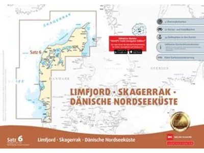Zdjęcie produktu dla Zestaw map żeglarskich nr 6: Limfjord – Skagerrak – duńskie wybrzeże Morza Północnego (wydanie 2026/2027)