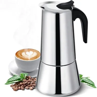 Produktbild von Godmorn Espressokocher Induktion 450 ml / 9 Tassen - Italienische Mokkakanne für Induktionsherd & Herdplatte, Edelstahl Kaffeemaschine