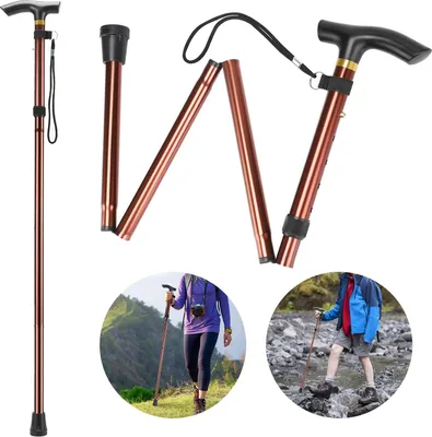 Produktbild von Faltbar Gehstock Bergstock Spazierstock Wanderstock Canes Urlaubs H?henverstellbar rutschfest Leicht Unisex Gehstock