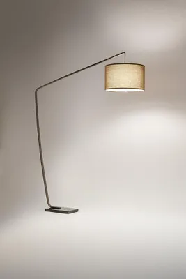 Produktbild von Metallbraune Bogenstehleuchte aus Metall, Marmorsockel, modernes Design mit Lampenschirm, Höhe 215 cm, E27-Fassung, max. 40 W - Perenz