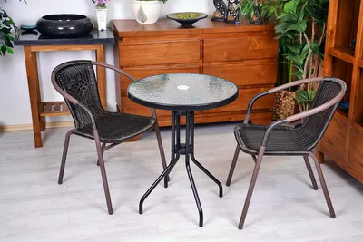Produktbild von VCM 2er Set Bistrostuhl Stapelstuhl Balkonstuhl Rattanstuhl | dunkel-braun | Poly-Rattan | Füße mit Gumminoppen | Maße H. 73xB. 53xT. 60 cm
