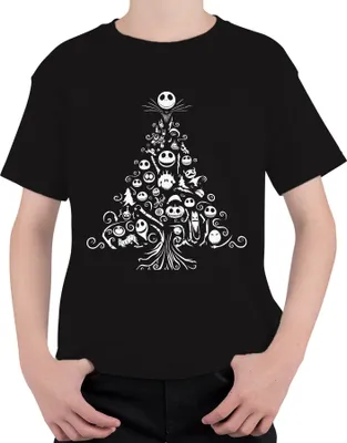 Produktbild von Nightmare before Christmas Weihnachtsbaum - Weihnachten Weihnachtsgeschenk Uni Kinder T-Shirt, Schwarz, 116