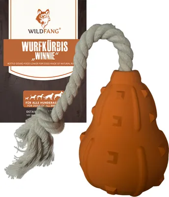 Produktbild von Kauspielzeug für Hunde - Wurfkürbis "Winnie" - 100% Naturkautschuk, Hundespielzeug, Welpen Spielzeug