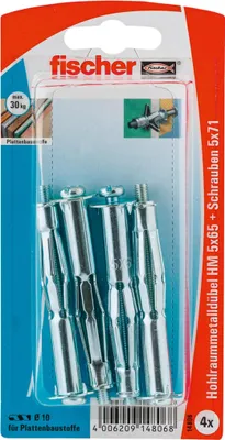 Produktbild von fischer Hohlraum-Metalldübel HM 5x65 mm mit metrischer Schraube (4 Stück) 014806