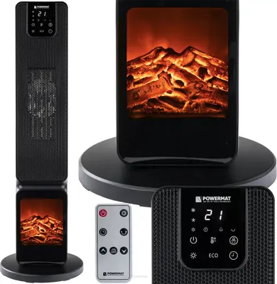 Produktbild von Keramik Heizlüfter Heater Heiztower 2500W Keramikheizer Turmheizer Elektrokamin mit Heizung und Kaminfeuer + Fernbedienung