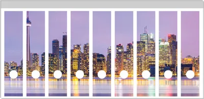 Produktbild von Wallario Ordnerrücken Sticker, selbstklebend für breite Ordner, 9 Stück, Motiv Toronto Skyline - Kanada am Abend