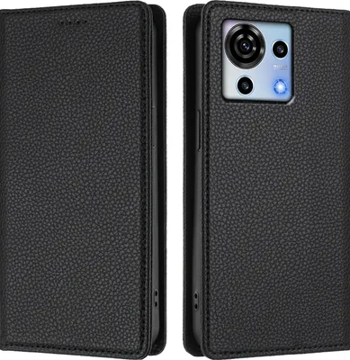 Produktbild von Litchi Leder Handyhülle für ZTE Blade V50 Vita Wallet Kartenfächer Standfunktion Hülle Schwarz