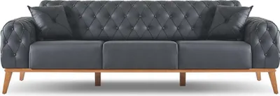 Produktbild von Schwarzer Chesterield 3-Sitzer  Arbeitszimmer Kunstleder Möbel