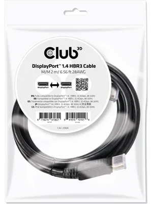 Immagine prodotto di Club3D Certifikovaný Kabel DisplayPort 1.4 HBR3 8K60Hz (M/M), 2m