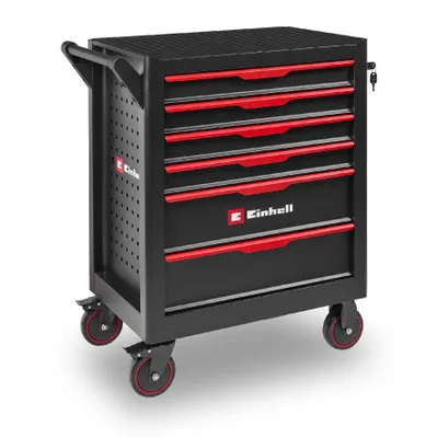 Produktbild von Original Einhell Werkstattwagen leer (6 Schubladen, Interlock-System, kugelgelagerte Führungsschienen, belastbar bis 135 kg, mobil mit Feststellrollen)