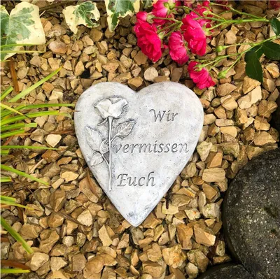 Produktbild von Grabherz Spruch - Wir vermissen Euch - Grabschmuck Grabdeko Trauerherz