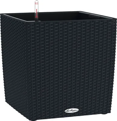 Obrázek produktu pro Samozavlažovací květináč Lechuza Cube Cottage plast 41 x 41 x 41 cm černý včetně zavlažovacího systému, vložky na rostliny a ukazatele hladiny vody