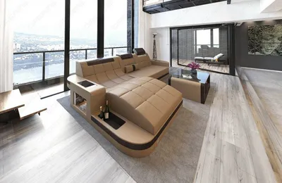 Produktbild von Ledersofa Wave L Form Mini Premium Kunstleder