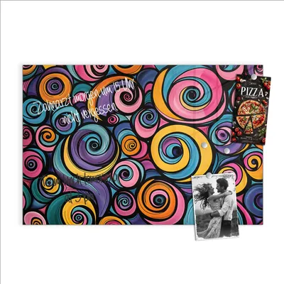 Produktbild von Magnettafel 90x60cm Pinnwand Whiteboard beschreibbar - Farbige Spiralen