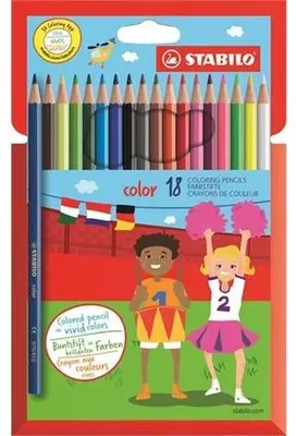 Farebné ceruzky, šesthranný tvar, STABILO "Color", 18 rôznych farieb