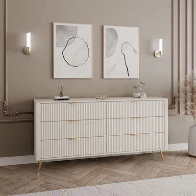 Produktbild von Kommode SCARLETT 6S mit Schubladen / Beige + Gold