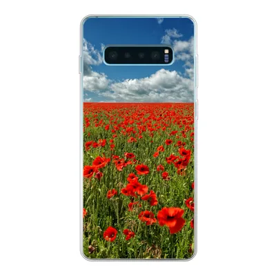 Produktbild von MuchoWow® Handyhülle Schutzhülle Hülle für Samsung Galaxy S10 Lite Schneeweiße Wolken über einem Mohnblumenfeld Silikon Softcase Handy Hülle - Schutz