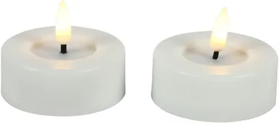 Produktbild von DECOSTAR LED Teelichter weiß außen 2 St. Timer 6,5x5,2cm 3D Flamme warmweiß