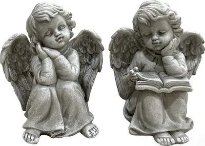 Produktbild von 2er-Set kleine Deko Engelfiguren, Grabengel, Engelpaar je 9,5 x 9,5 x 13,0 cm