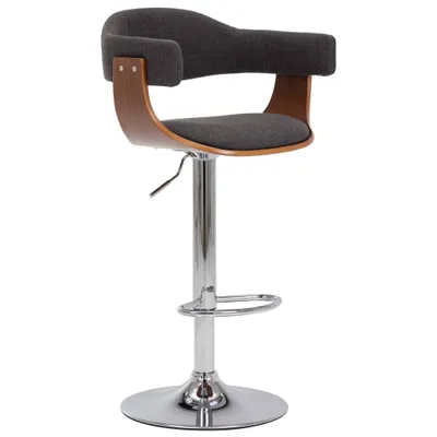 Image de Tabourets de bar lot de 2 gris bois courbé et tissu