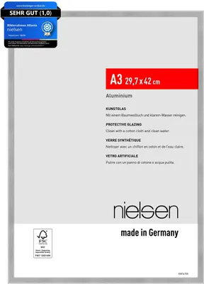 Produktbild von nielsen Aluminium Bilderrahmen Atlanta, 29,7 x 42 cm (A3), Struktur Silber Matt