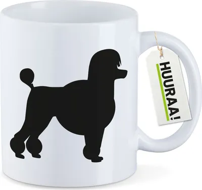 Produktbild von Huuraa Kaffeetasse Pudel Silhouette 330ml Weiß Keramik Kaffeebecher Geschenkidee