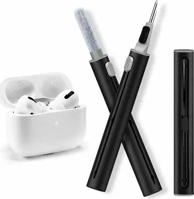 Immagine prodotto di Set di pulizia AirPods 3 in 1 - Kit di pulizia preciso con spazzola, punta metallica e spugna per una pulizia accurata di AirPods e custodia di ricarica, nero