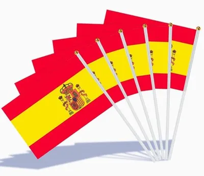 Produktbild von Spanien-Fahnen für Frauen - Weltmeisterschaft 2023 - Partydekoration - 15/30/100 Stück Handheld-Flaggen von Spanien mit 30 cm weißem Stiel für Nationalfeiertage, Rugby, Fußball, Fan-Partys und andere Dekorationen (15 Stück)