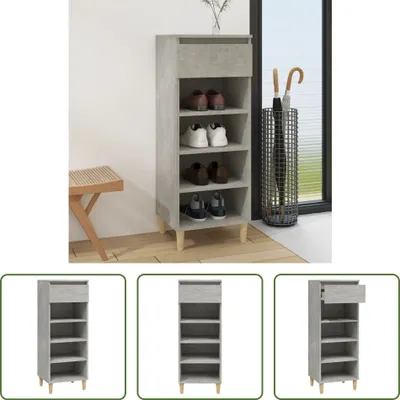 Produktbild von The Living Store Schuhschrank Betongrau 40x36x105 cm Holzwerkstoff