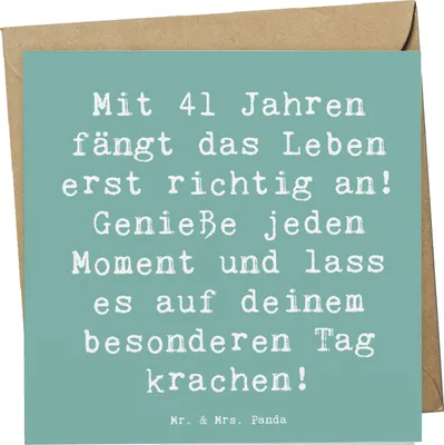 Produktbild von Mr. & Mrs. Panda Grußkarte Spruch 41. Geburtstag - Meeresbrise - Geschenk, Glückwunschkarte, Lebensfreude, doppelkarte, faltkarte, besondere Anlässe, Geburtstagsfeier