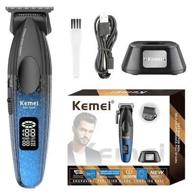 Image de KM-1669 Tondeuse à cheveux pour homme - tondeuse professionnelle pour cheveux et barbe - sans fil - avec station de recharge