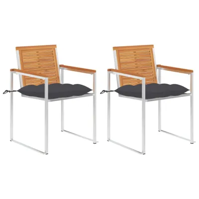 Produktbild von Möbel Gartenstühle mit Kissen 2 Stk. Massivholz Akazie und Stahl - Gartenstühle 3061503