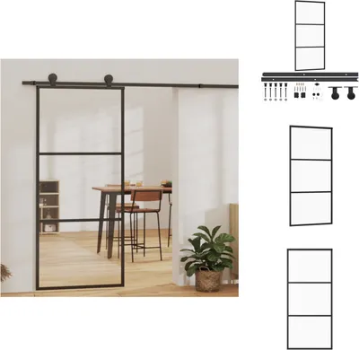 Zdjęcie produktu dla vidaXL Drzwi przesuwne z okuciem ESG szkło & aluminium 90x205 cm - Drzwi